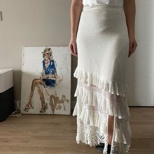 Fairy skirt fit S and more snug for M
Model is M
Pretty sure it was hand knitted